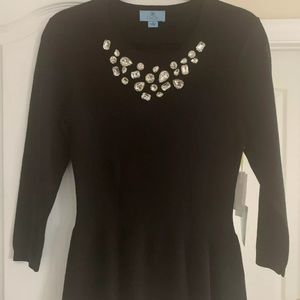 Black Embellished CeCe Flare Waist Sweater Size M